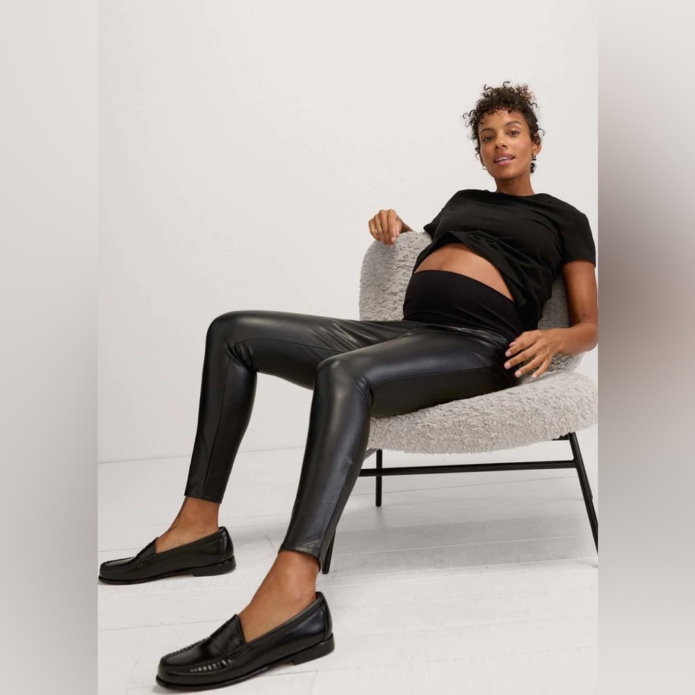 Hatch vegan leather maternity leggings
